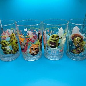 Vintage McDonald's 2007 Shrek The Third Drinking Glasses Set Of 4